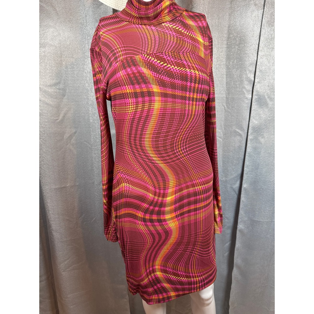 Circus NY Super Pinkβ Plaid Trip Ashtan Dress Turtleneck Long Sleeve Size L